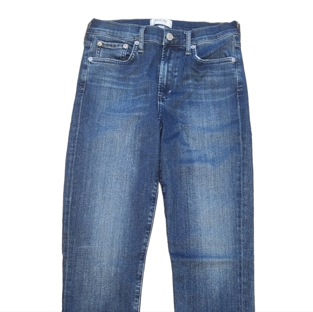 Agolde Women's Sophie Skinny Frayed Hem Denim Blue Jeans, Size 27 - Picture 8 of 16